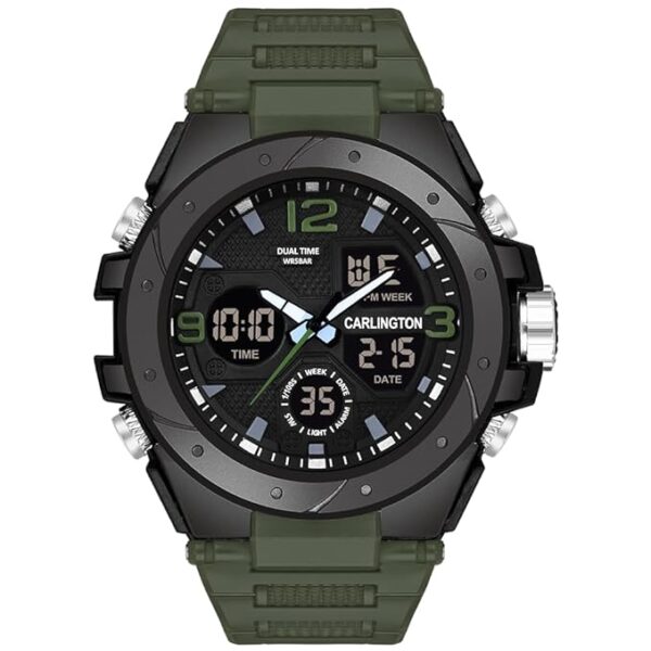 Carlington Endurance Series Analog-Digital Sports Watches for Men and Boys with Alarm, Stopwatch, Backlit Display, Dualtime, Silicone Rubber Strap, Water & Shock Resiatant - CT_9105