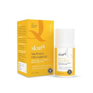 SkinQ Sunscreen for Men & Women 50ml with Vitamin C, SPF 40 & Broad Spectrum PA++++ | Sun Protect Ultra Light Gel suitable for All Skin Types | Lightweight, Non-Sticky & Water-Resistant