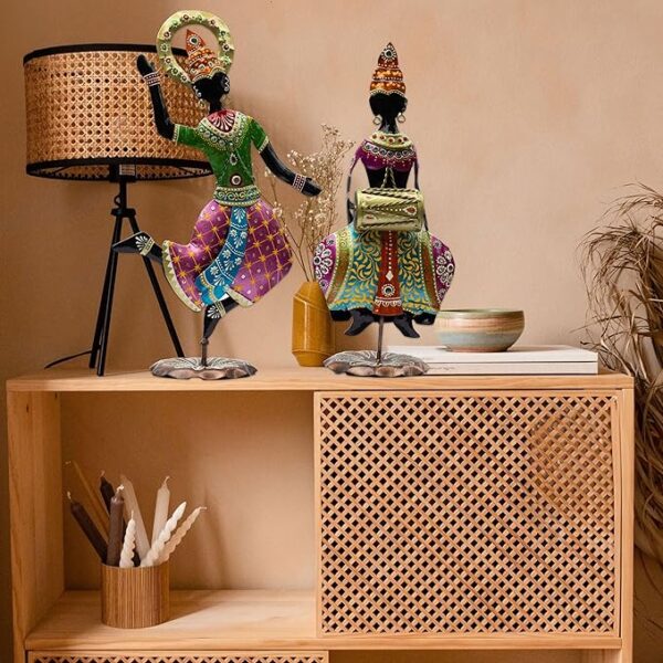 KRAFTSKALA Exquisite Handcrafted Antique Dancer Figurines – Traditional Indian Folk Dance Showpieces for Elegant Home Decor and Cultural Gifts (Bharatnatyam)